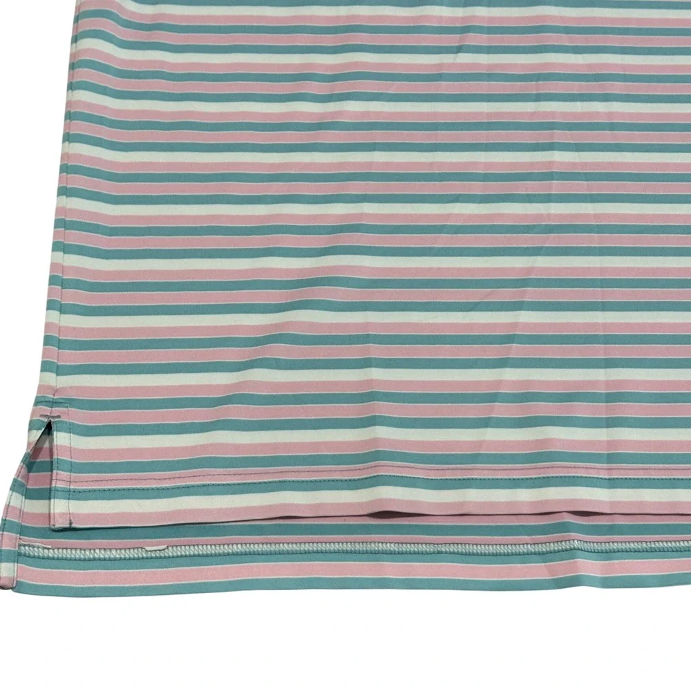 Peter Millar Summer Comfort Men size XL‎ Polo Shirt Pink Blue White Striped Golf